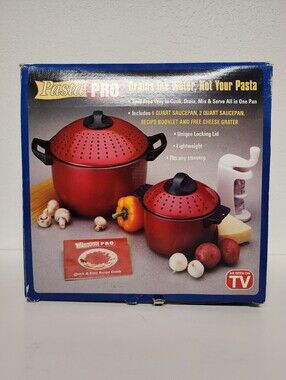 Vintage Pasta Pro Cook Drain & Serve As seen on TV 2 Quart & 6 Quart SET